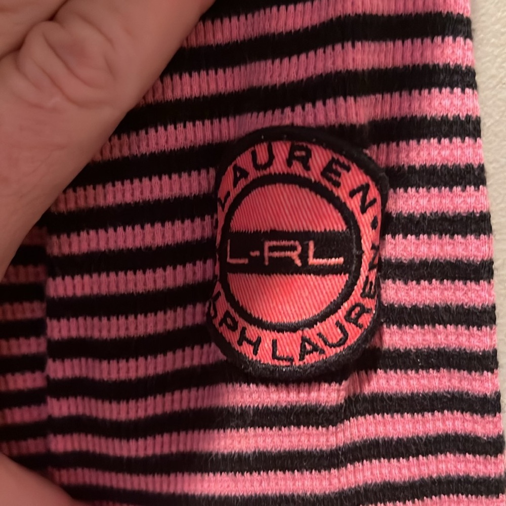 Ralph Lauren Pink and Black Striped Pullover